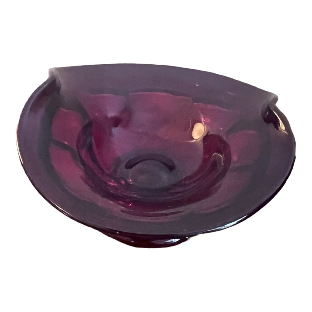 Ruby Red Bowl Trinket Candy Dish Pedestal Wavy Rim 5"X4"X2.5" Tall - Picture 4 of 11